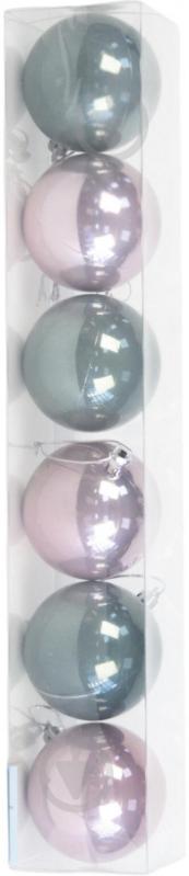 Набір ялинкових куль рожево-лазурний d 80 мм 6 шт./уп. - фото 1 Набір ялинкових куль рожево-лазурний d 80 мм 6 шт./уп. - фото 1