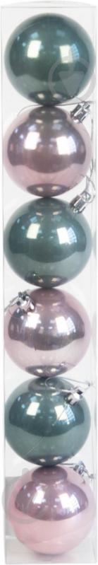 Набір ялинкових куль рожево-лазурний d 80 мм 6 шт./уп. - фото 2 Набір ялинкових куль рожево-лазурний d 80 мм 6 шт./уп. - фото 2