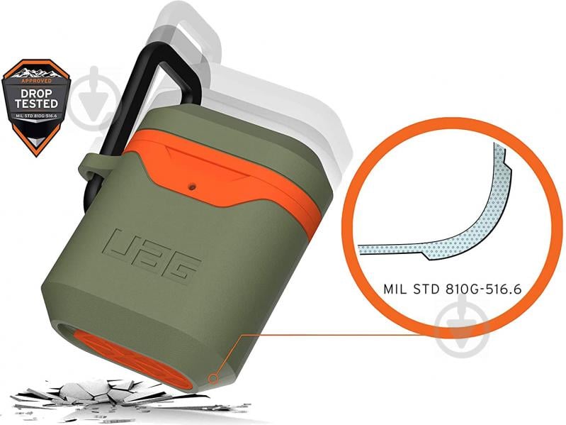 Чехол для наушников UAG Apple Airpods Std. Issue Hard 001 (V2) olive/orange 10242F117297 - фото 8