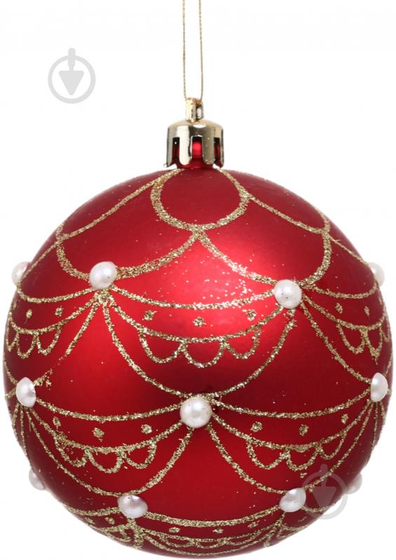 Набір ялинкових куль Орнамент червоний матовий d 80 мм 6 шт./уп. - фото 4