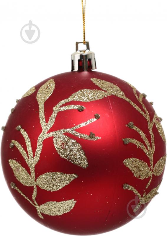 Набір ялинкових куль Орнамент червоний матовий d 80 мм 6 шт./уп. - фото 3
