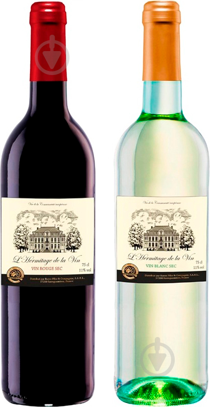 Набор вина L'Hermitage de la Vin Rouge Sec + L'Hermitage de la "Vin Blanc Sec" 0,75 л - фото 1