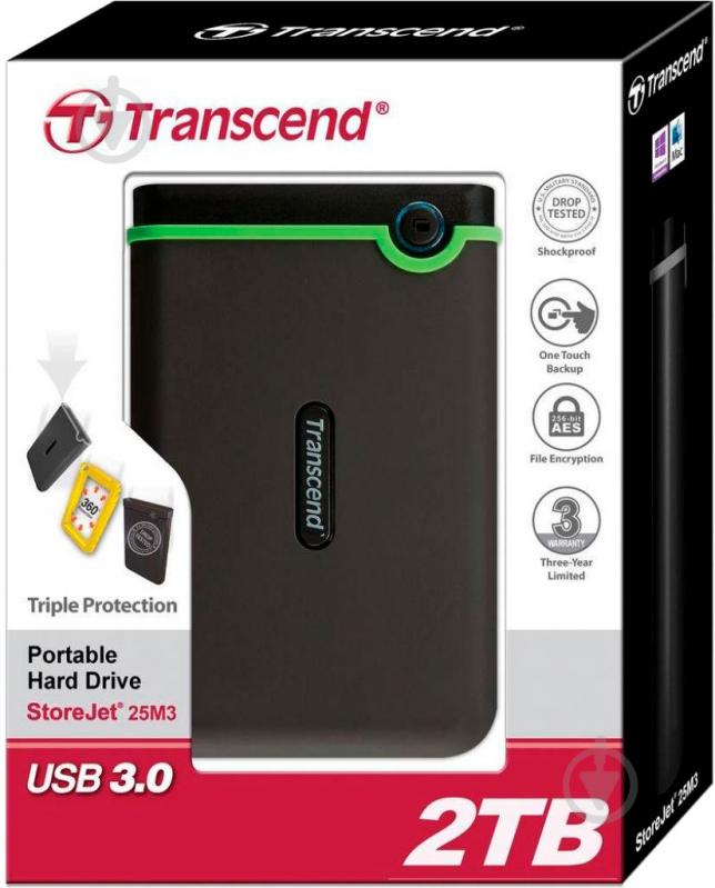 Зовнішній жорсткий диск Transcend 2 ТБ 2,5" USB Type-C (TS2TSJ25M3C) grey - фото 7