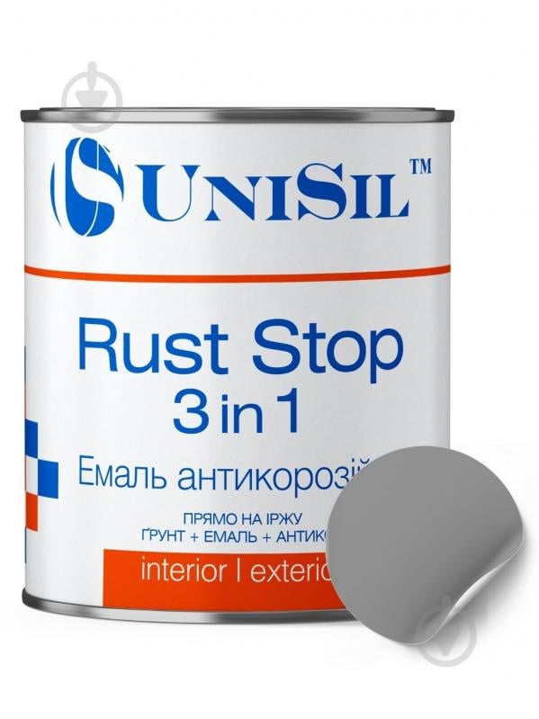 Грунт-эмаль UniSil антикоррозионная Rust Stop 3 in 1 серый глянец 2,5 л - фото 1 Грунт-эмаль UniSil антикоррозионная Rust Stop 3 in 1 серый глянец 2,5 л - фото 1
