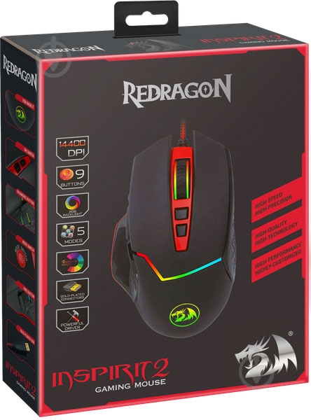 Мышка Redragon Inspirit 2 RGB IR USB black/red - фото 10