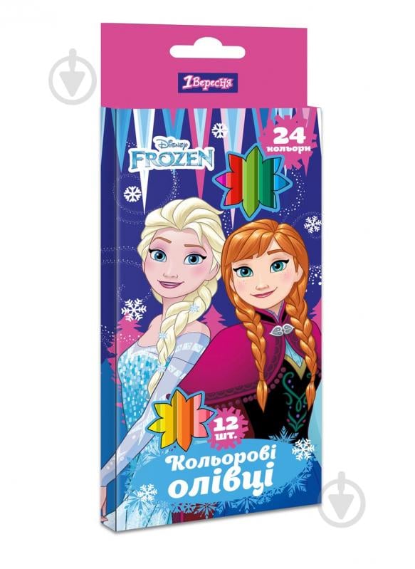 Карандаши цветные 12 шт. 24 цвета Frozen 1 вересня - фото 1