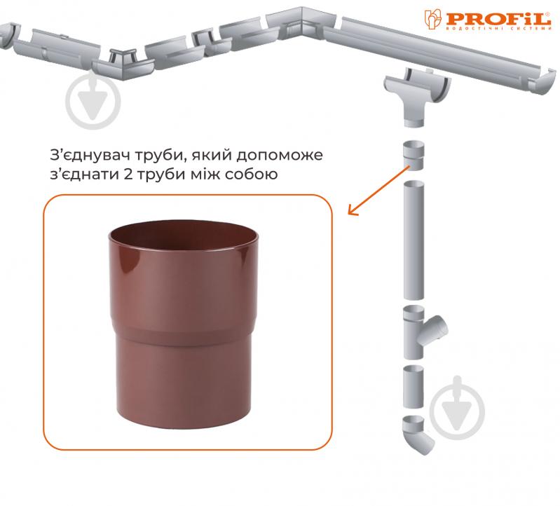 Муфта трубы PROFiL 100 мм коричневый - фото 2