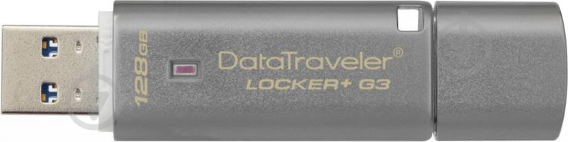 Флеш-память Kingston DT LOCKER+ G3 128 ГБ USB 3.0 silver (DTLPG3/128GB) - фото 4