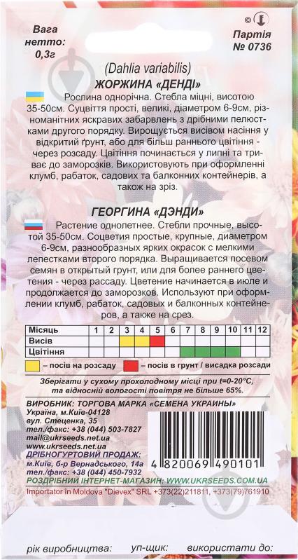 Насіння Насіння України жоржина Денді 0,3 г - фото 2