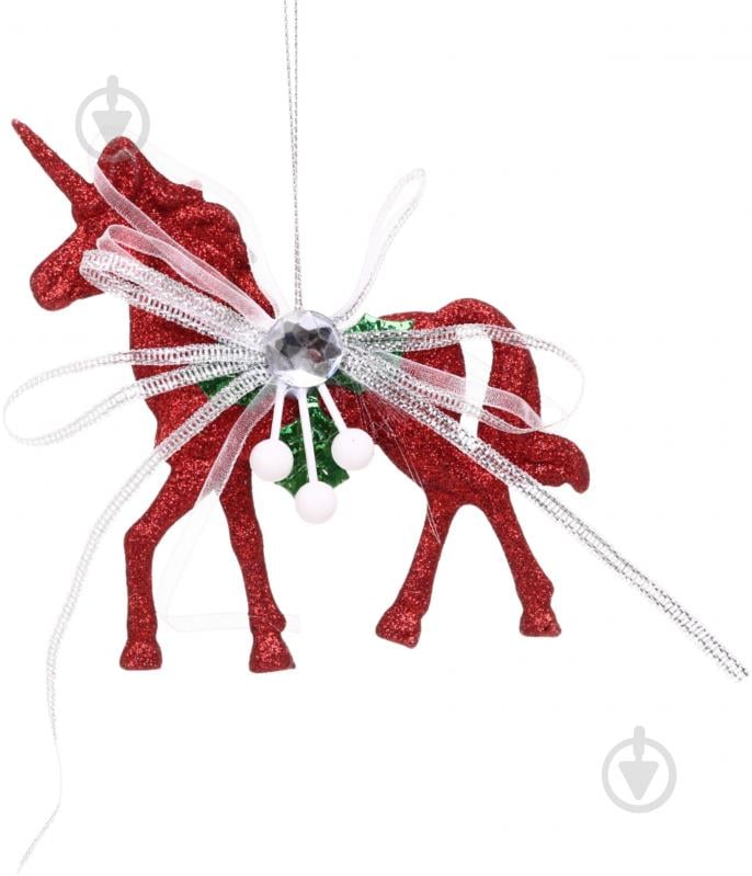Декорація новорічна Китай Єдиноріг з декором YE523R 11 см червоний - фото 1 Декорація новорічна Китай Єдиноріг з декором YE523R 11 см червоний - фото 1