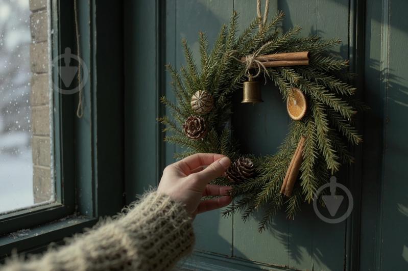 Вінок зі штучної хвої Різдвяний d400 мм - фото 3