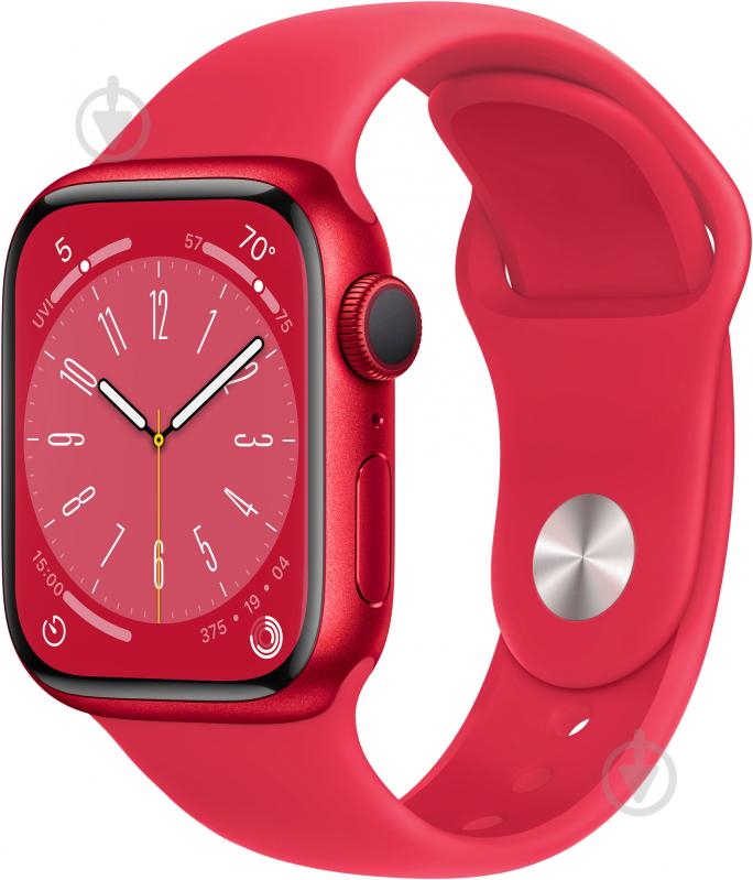 Смарт-годинник Apple Watch Series 8 GPS 41mm (PRODUCT)RED Aluminium Case with (PRODUCT)RED Sport Band (MNP73UL/A) - фото 1