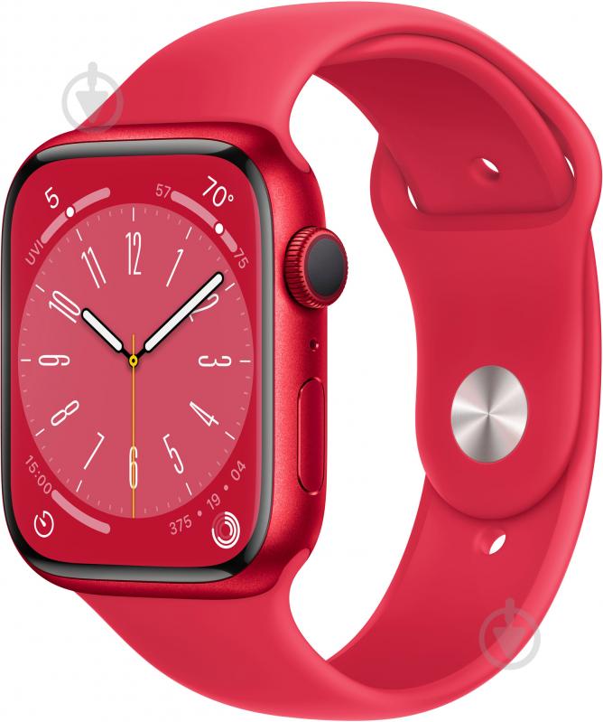 Смарт-годинник Apple Watch Series 8 GPS 45mm (PRODUCT)RED Aluminium Case with (PRODUCT)RED Sport Band (MNP43UL/A) - фото 1