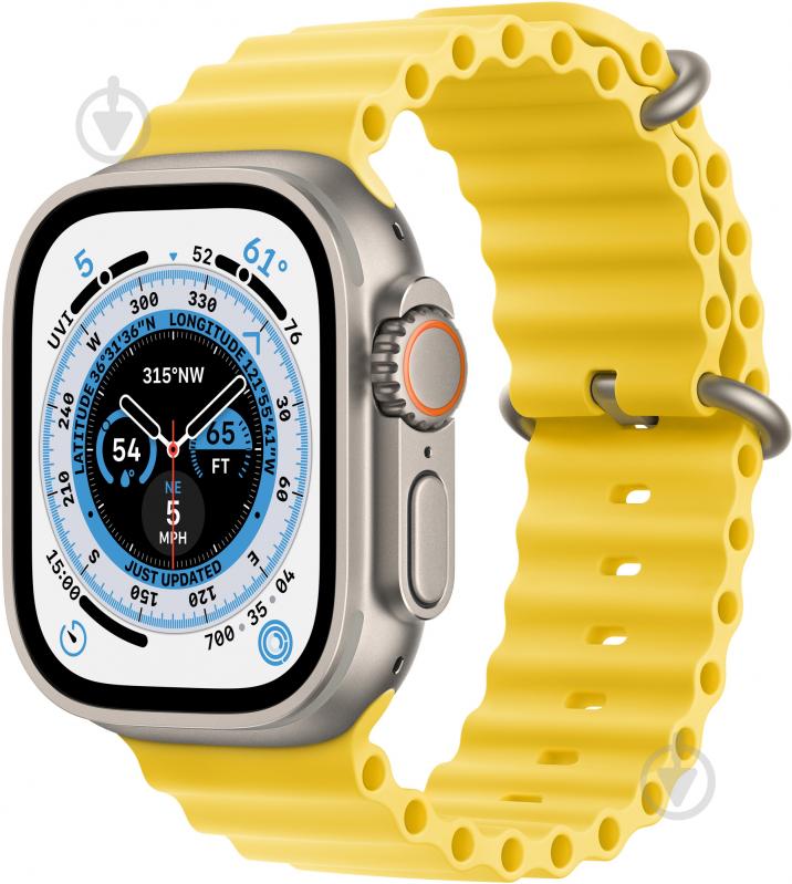 Смарт-часы Apple Watch Ultra GPS + Cellular, 49mm Titanium Case with Yellow Ocean Band (MNHG3UL/A) - фото 1