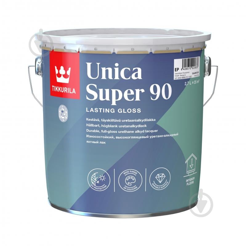 Лак Unica Super 90 TIKKURILA глянець 2,7 л - фото 1 Лак Unica Super 90 TIKKURILA глянець 2,7 л - фото 1