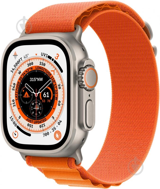 Смарт-часы Apple Watch Ultra GPS + Cellular, 49mm Titanium Case with Orange Alpine Loop - Small (MNHH3UL/A) - фото 1