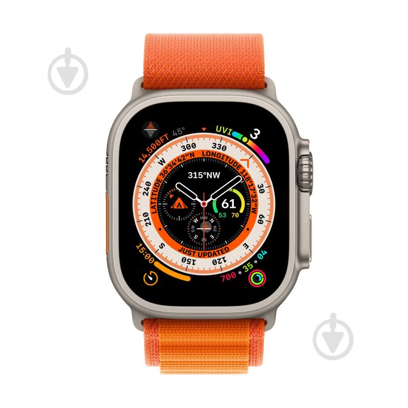 Смарт-часы Apple Watch Ultra GPS + Cellular, 49mm Titanium Case with Orange Alpine Loop - Small (MNHH3UL/A) - фото 2