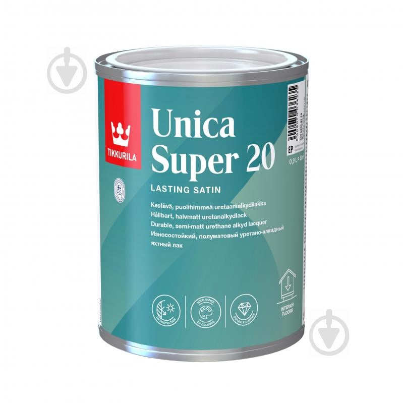 Лак Unica Super 20 TIKKURILA полумат 0,9 л - фото 1