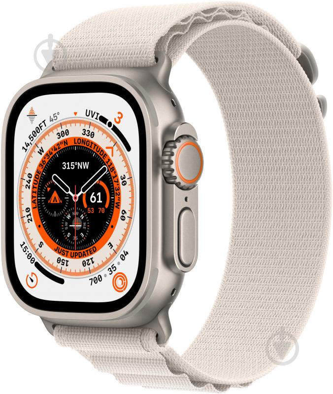 Смарт-часы Apple Watch Ultra GPS + Cellular, 49mm Titanium Case with Starlight Alpine Loop - Small (MQFQ3UL/A) - фото 1