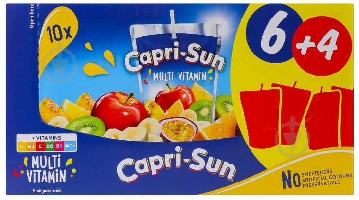 Сок Capri Sun Multivitamin (6+4 шт.) 0,2 л - фото 1 Сок Capri Sun Multivitamin (6+4 шт.) 0,2 л - фото 1