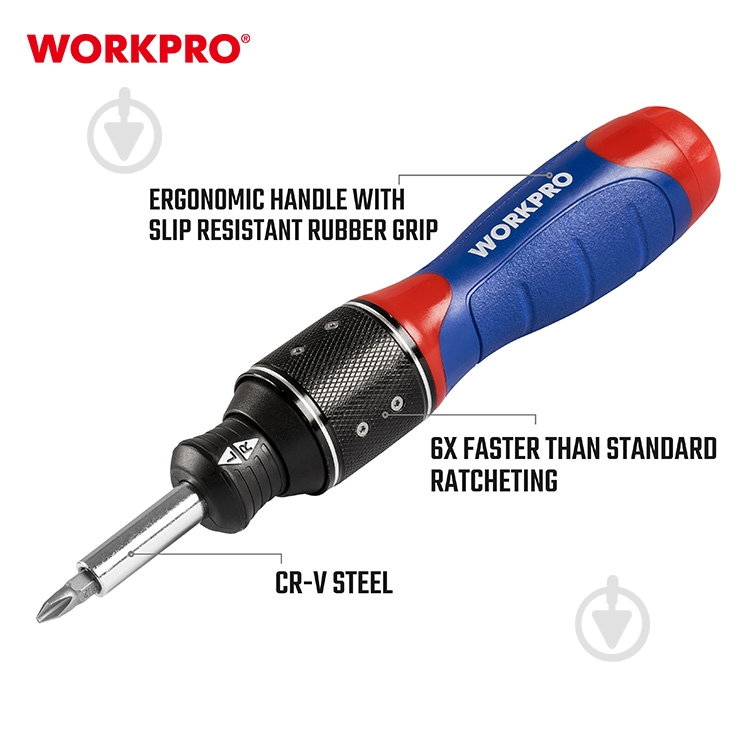 Отвертка со сменными насадками WORKPRO WP221055 - фото 4 Отвертка со сменными насадками WORKPRO WP221055 - фото 4
