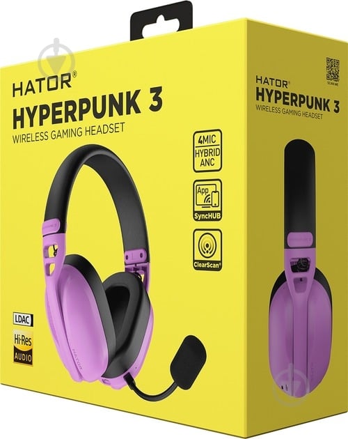 Наушники Hator Hyperpunk 3 Wireless violet (ESH19) - фото 8 Наушники Hator Hyperpunk 3 Wireless violet (ESH19) - фото 8