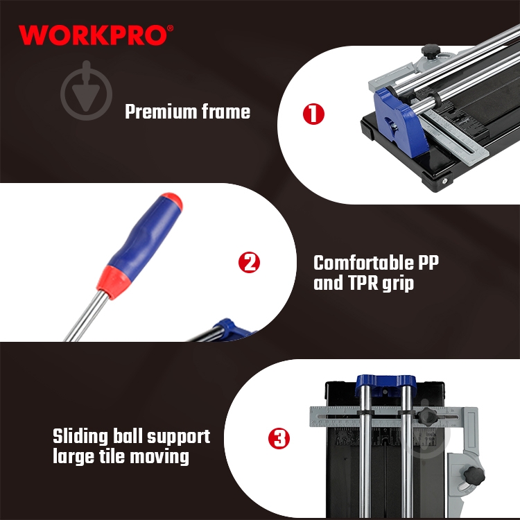 Плиткорез ручной WORKPRO PRO до 12 мм 600 мм WP326001 - фото 9