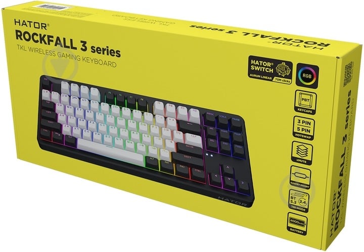 Клавіатура бездротова Hator Rockfall 3 Mecha TKL QMK/VIA Orange Wireless (HTK850UA) black - фото 7 Клавіатура бездротова Hator Rockfall 3 Mecha TKL QMK/VIA Orange Wireless (HTK850UA) black - фото 7