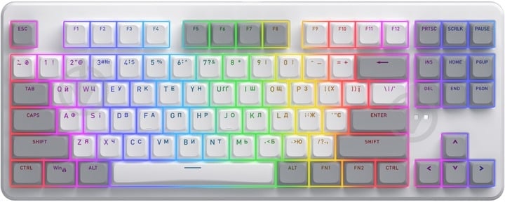 Клавіатура бездротова Hator Rockfall 3 Mecha TKL QMK/VIA Orange Wireless (HTK851UA) white - фото 1