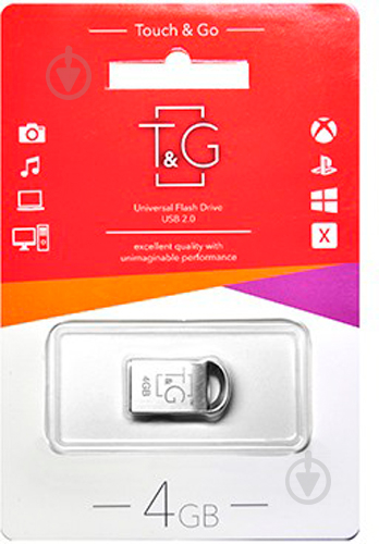 Флеш-память USB T&G Metal Series 107 4 ГБ USB 2.0 silver (TG107-4G) - фото 2