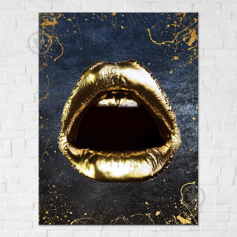 Постер Golden Lips (Black Edition) 50x65 см Brushme - фото 1