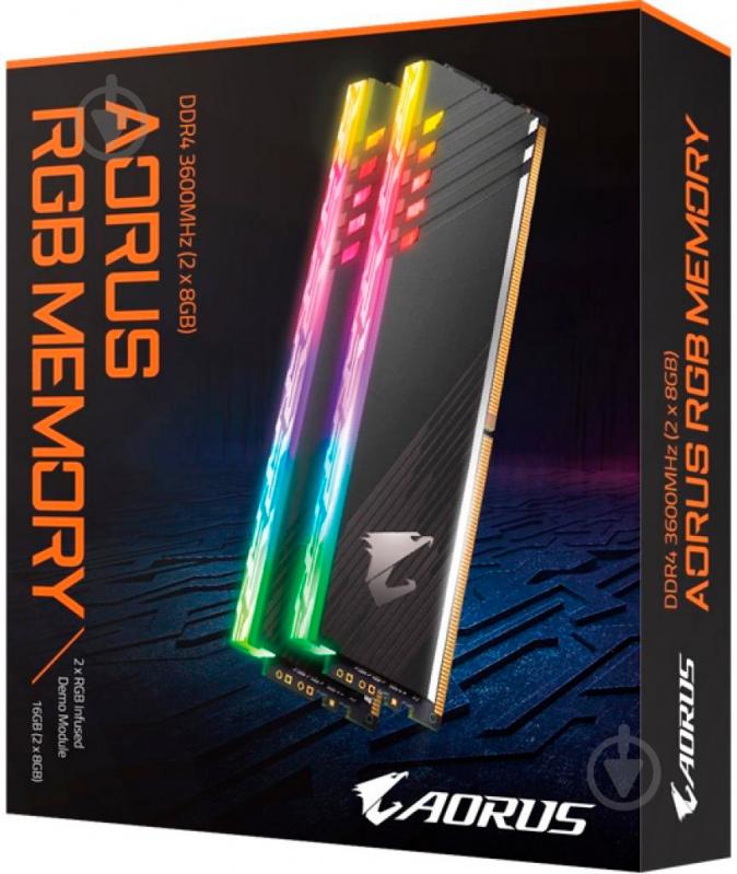 Оперативная память Gigabyte DDR4 SDRAM 16 GB (2x8GB) 3600 MHz (GP-AR36C18S8K2HU416R) AORUS RGB - фото 5