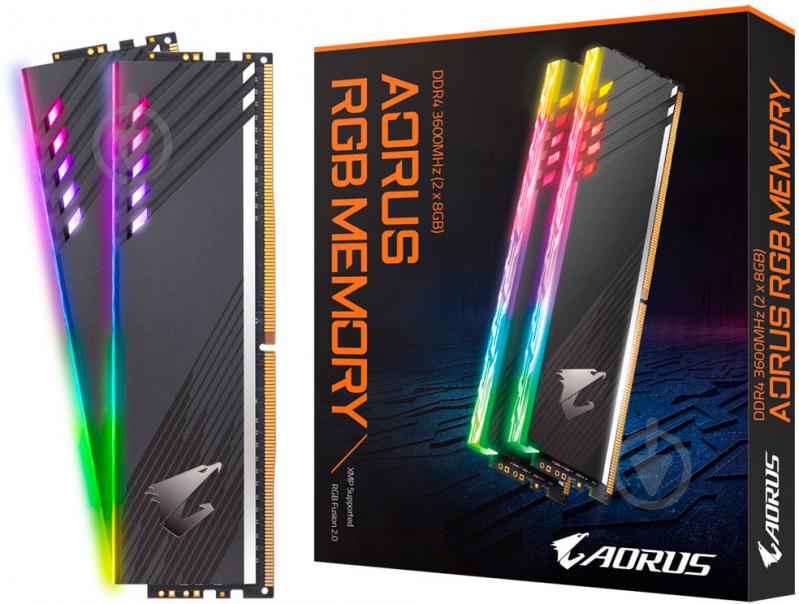 Оперативная память Gigabyte DDR4 SDRAM 16 GB (2x8GB) 3600 MHz (GP-AR36C18S8K2HU416R) AORUS RGB - фото 4