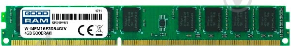 Оперативна пам'ять Goodram DDR3L SDRAM 4 GB (1x4GB) 1600 MHz (W-MEM16E3D84GLV) ECC - фото 1