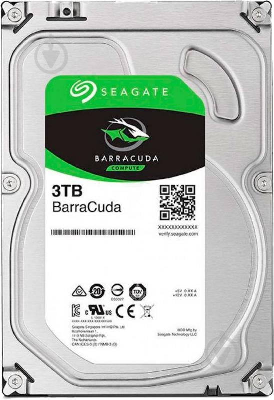 Жорсткий диск Seagate SkyHawk 3 ТБ 3,5" SATA III (ST3000DM007) steel - фото 1