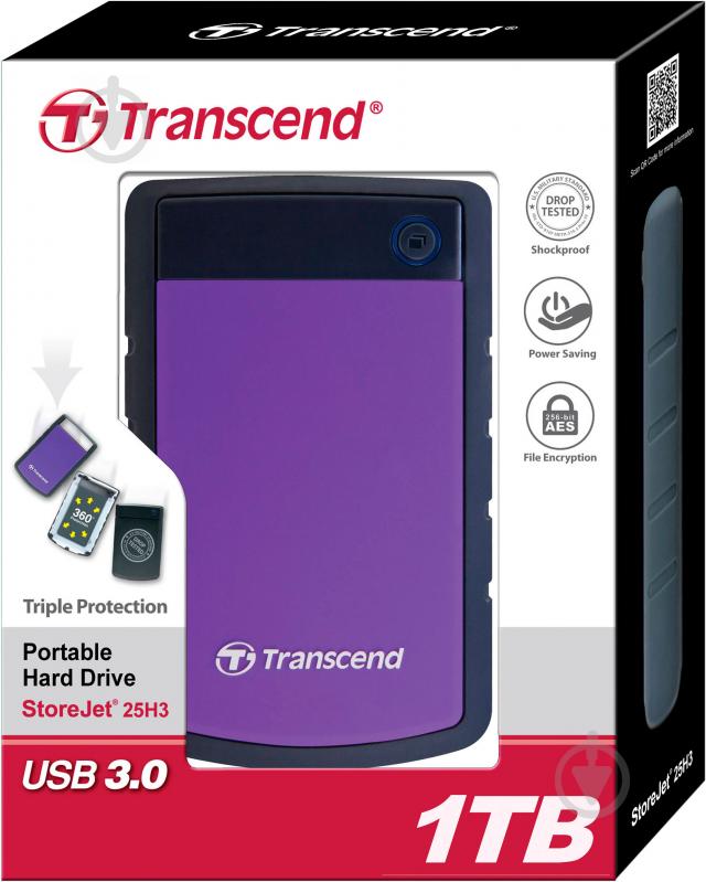 Зовнішній жорсткий диск Transcend StoreJet 25H3P 1 ТБ 2,5" USB 3.0 (TS1TSJ25H3P) black/violet - фото 5