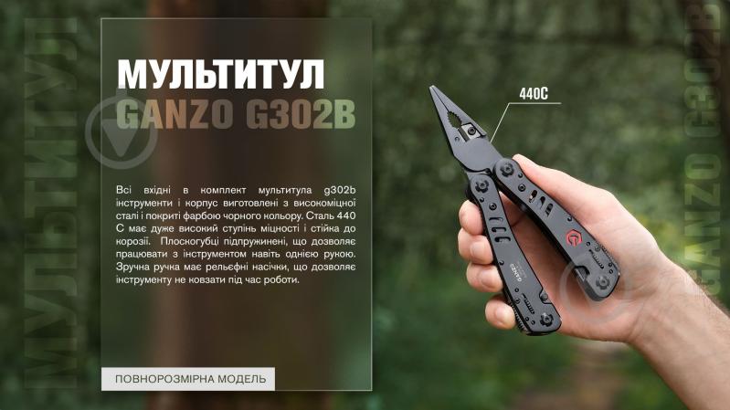 Мультитул Ganzo Multi Tool G302-В (9 в 1) 000581112 - фото 6