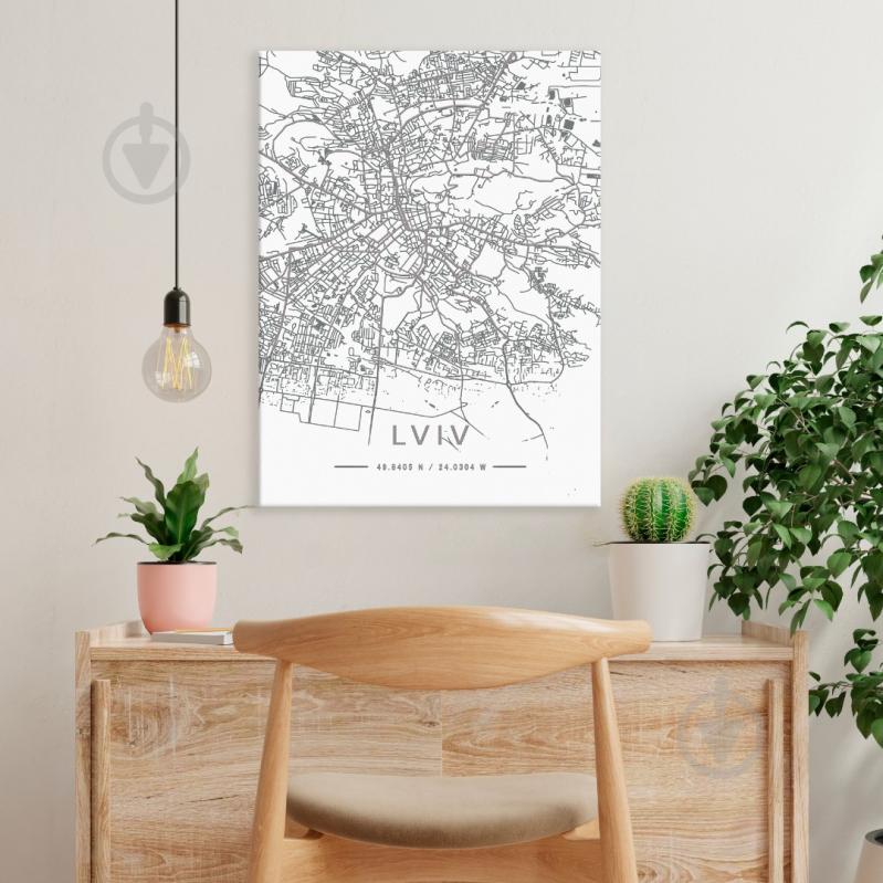 Постер Lviv White Map 75x100 см Brushme - фото 2