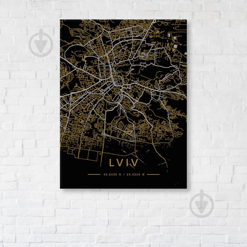 Постер Lviv Gold Map 50x65 см Brushme - фото 1