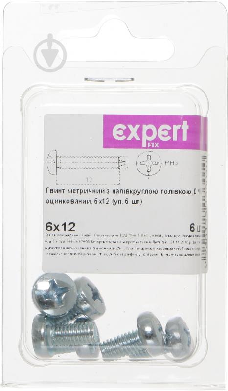 Винт с полукруглой головкой М6х12 мм Expert Fix DIN 7985 6 шт. - фото 2