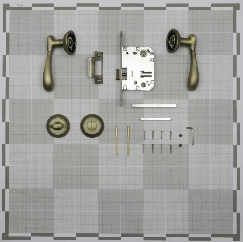 Замок врезной с ручками санузловой RDA Imola 70 мм матовая античная латунь без петель - фото 4
