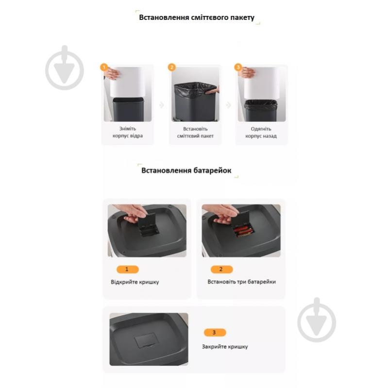 Ведро для мусора JAH квадратное Paperwaste 15 л белый 20263 - фото 2