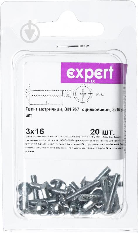 Гвинт з напівкруглою головкою М3х16 мм Expert Fix DIN 967 20 шт. - фото 2