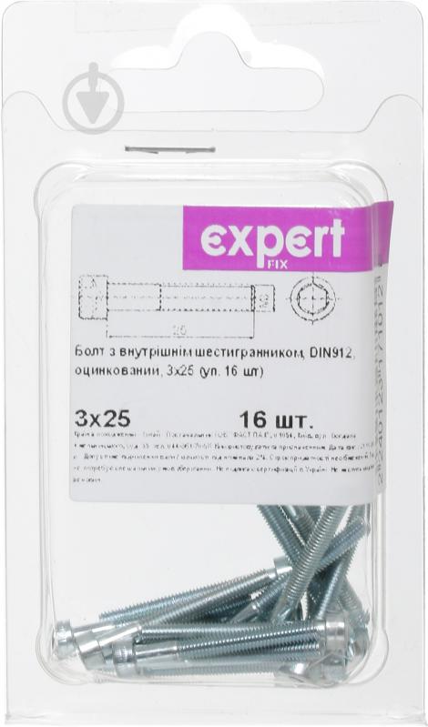 Болт метричний 3х25 мм ЦБ DIN 912 3x25 мм 16 шт. клас міцності 8,8 Expert Fix - фото 2