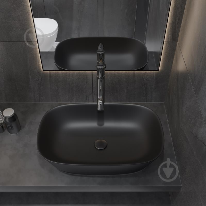 Умивальник Helmken 39360001 3 в 1: прямокутний 60 см, із сифоном і донним клапаном Сlick-clack, чорний матовий - фото 7 Умивальник Helmken 39360001 3 в 1: прямокутний 60 см, із сифоном і донним клапаном Сlick-clack, чорний матовий - фото 7