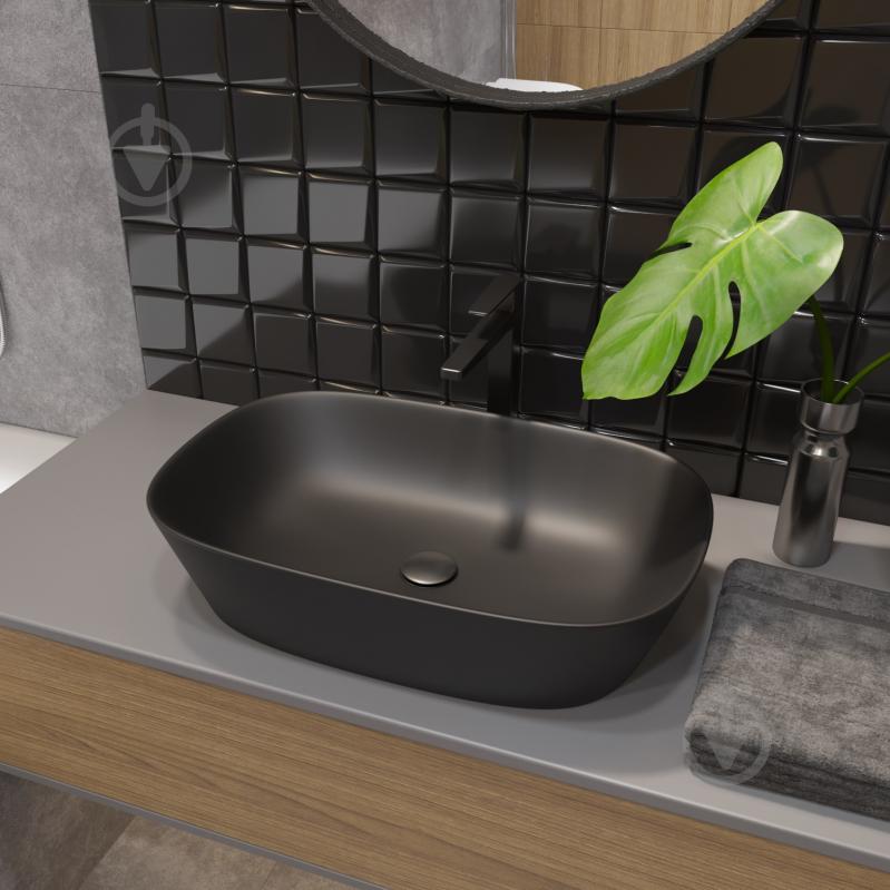 Умивальник Helmken 39360001 3 в 1: прямокутний 60 см, із сифоном і донним клапаном Сlick-clack, чорний матовий - фото 9 Умивальник Helmken 39360001 3 в 1: прямокутний 60 см, із сифоном і донним клапаном Сlick-clack, чорний матовий - фото 9