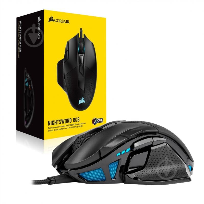 Мышь Corsair Nightsword RGB Tunable FPS/MOBA Gaming Mouse Black (CH-9306011-EU) USB black (CH-9306011-EU) - фото 12