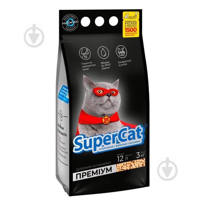 Наповнювач SuperCat Преміум гранули 4 мм 3 кг - фото 1