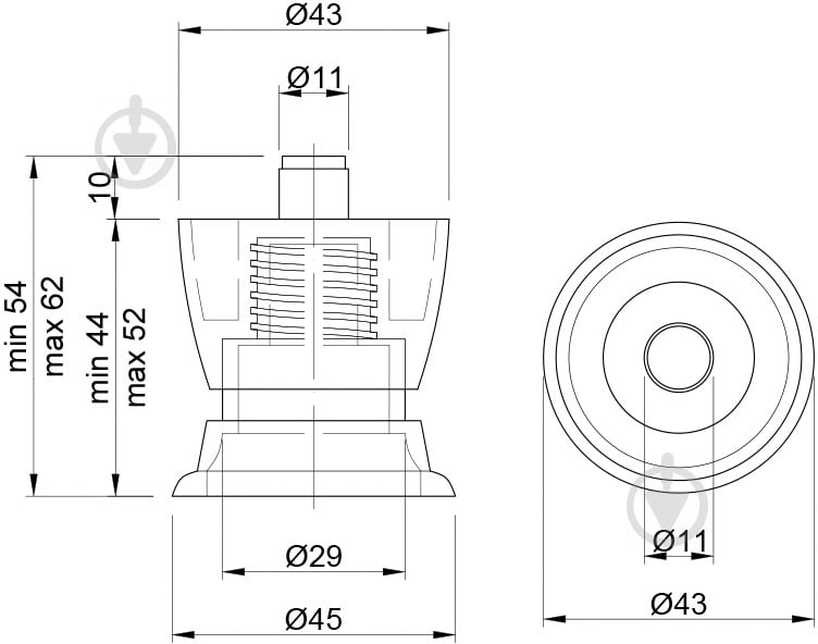 Мебельная ножка Smart регулируемая DPN 01 G5/P9 (PN0136) 78968 матовый никель/черный - фото 2