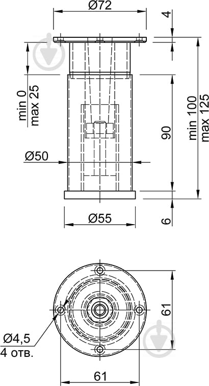 Меблева ніжка DC OLS D-50 мм H-100 мм білий матовий - фото 4